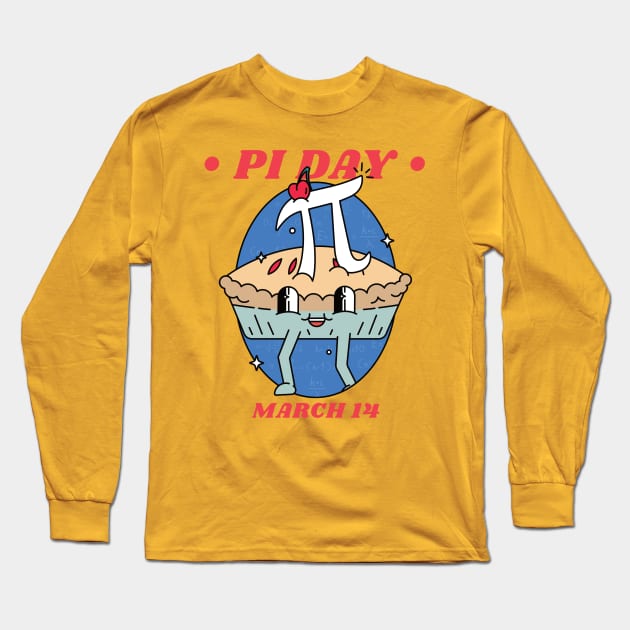 Pi Day Cute Cartoon Pie March 14 Long Sleeve T-Shirt by DPattonPD